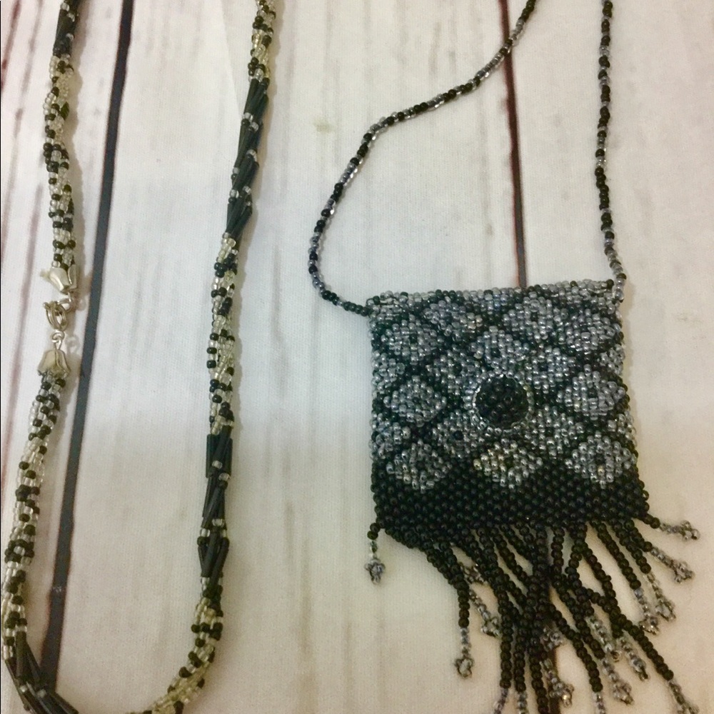 2 piece Beaded Purse Necklace BOHO
